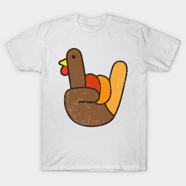 Rock Sign Turkey Hand Thanksgiving Fall Autumn Men Women T-Shirt by DanielHeresmo